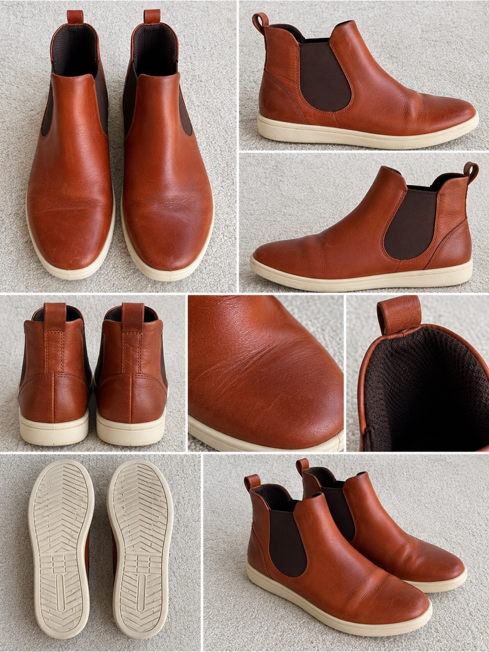 Ecco Soft 7 Women Sz 40 USA 9-9.5 Chelsea Boots Cognac Brown Ankle